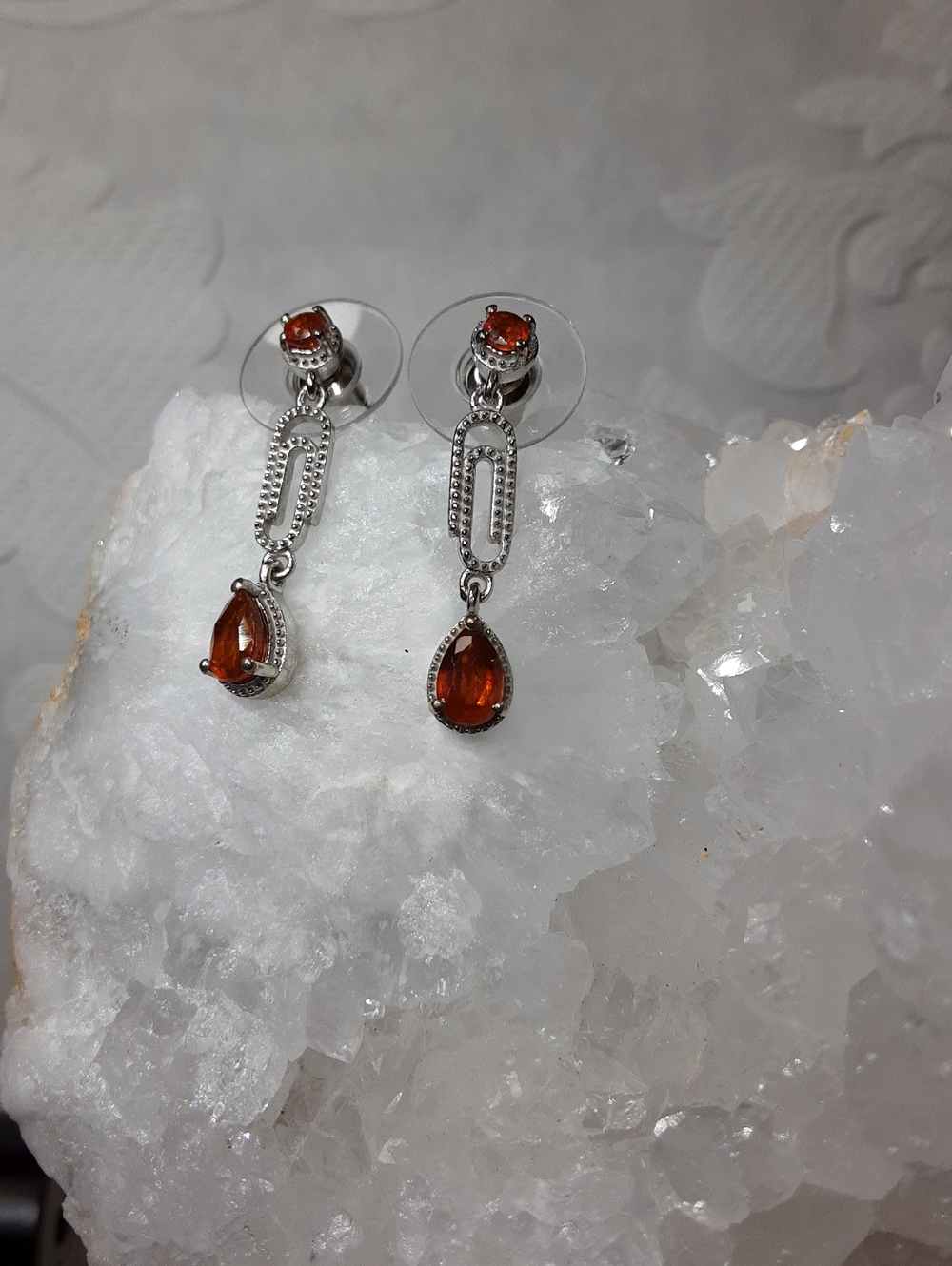 925 Orange Kyanite Drop Earrings. PRICE IS FIRM.